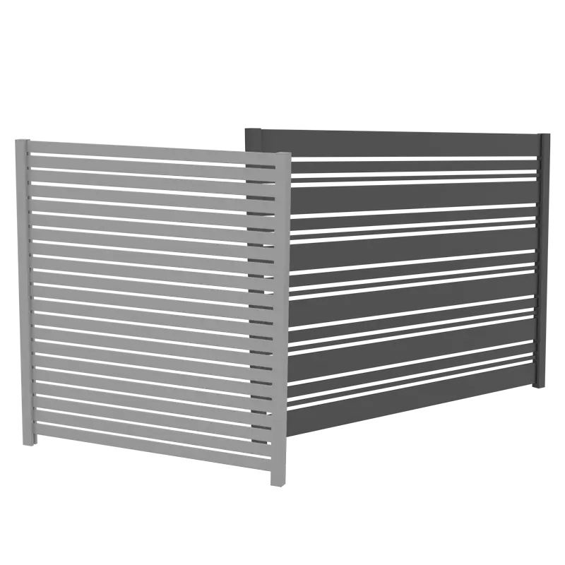 Aluminum horizontal-slat equipment screen panels in gray and graphite