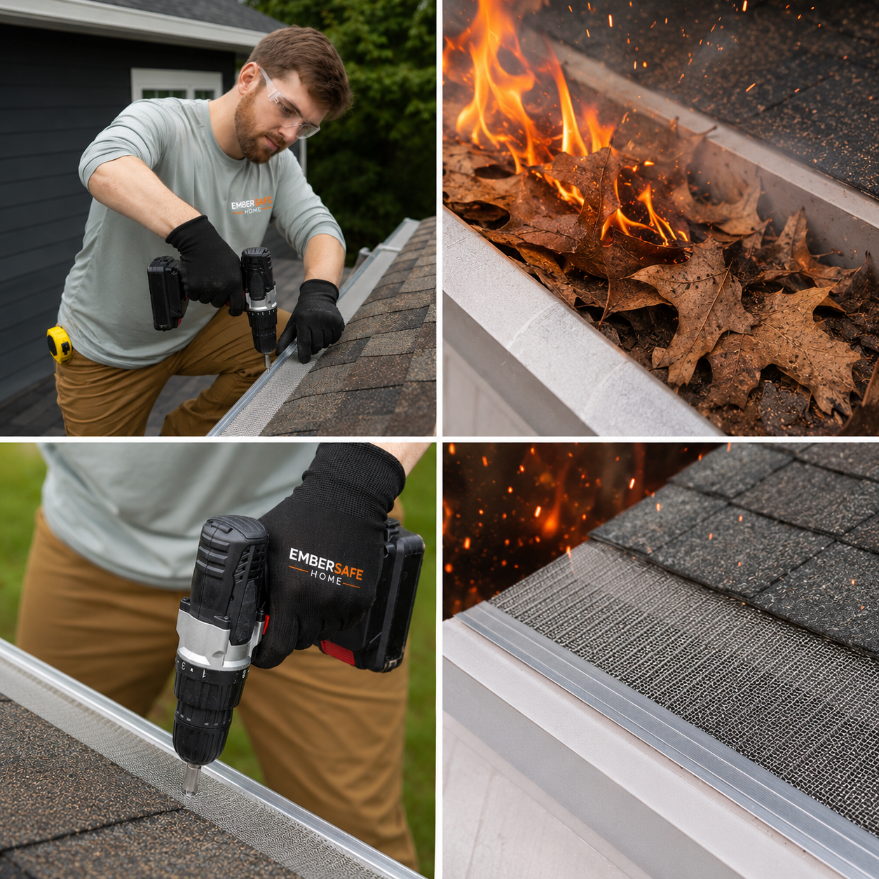 EmberSafe Home installer securing an ember-resistant gutter guard